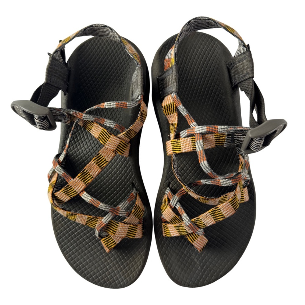 Chaco Z Cloud X2 Double-Strap‎ Sandals, Orange/Black/Yellow/White, Womens Size 7